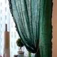 thumbnail image 1 of Dark Green Ruffle Curtains for Dining Rooms, Pure Linen Shabby Chic Trim, Privacy Sheer Drapes, Bedroom Canopy, Home Decorations, 1 of 5