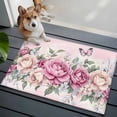 thumbnail image 3 of 2x3 Ft Entryway Area Rug, Watercolor Pink Floral Kitchen Rug Runner Washable Floor Mat, Spring Romantic Roses Butterfly Non Slip Indoor Door Mat Throw Carpet for Bathroom Living Room Bedroom, 3 of 8