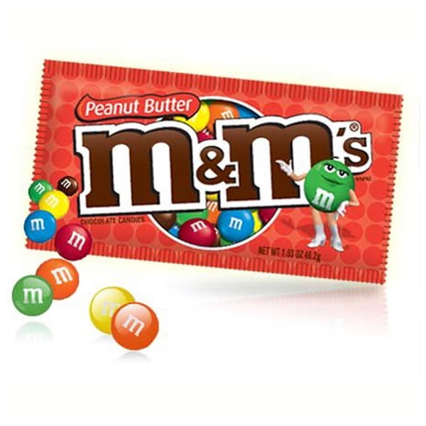 M&M's Peanut Butter Chocolate Candies 1.63 oz Pouches - Pack of 24 ...