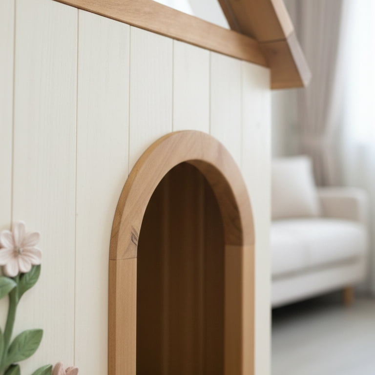 Premium Natural Cedar Pet House – Acrylic Sunroof, Floral Carved Cat Furniture, Luxury Indoor/Semi-Outdoor Dog Shelter for Small Dogs & Cats