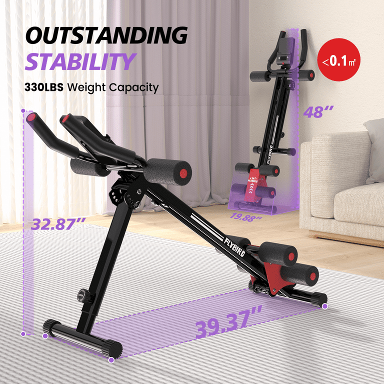 FLYBIRD Adjustable Ab Machine, 330 lbs Capacity, Red photo 6