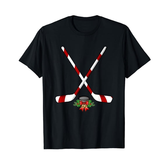 Funny Ice Hockey Christmas Candy Stick Kids Hockey Xmas T-Shirt