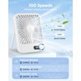 thumbnail image 3 of 2 Pack Portable Travel Fan, 14 Hours Battery 6.8" Small Desk Fan with 100 Speed,Digital Display, Rechargeable Battery Operated Quiet Personal Fan for Cruise Essentials Office Bedroom Outdoor C108, 3 of 3