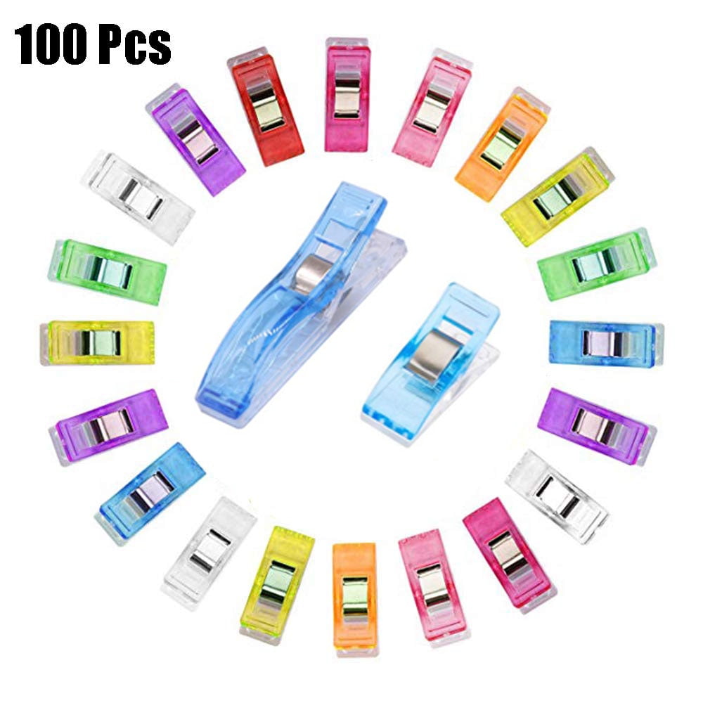 HONEYSEW 100pcs Muiltcolor Sewing Quilting Clips Fabric Binder Clips Big Size