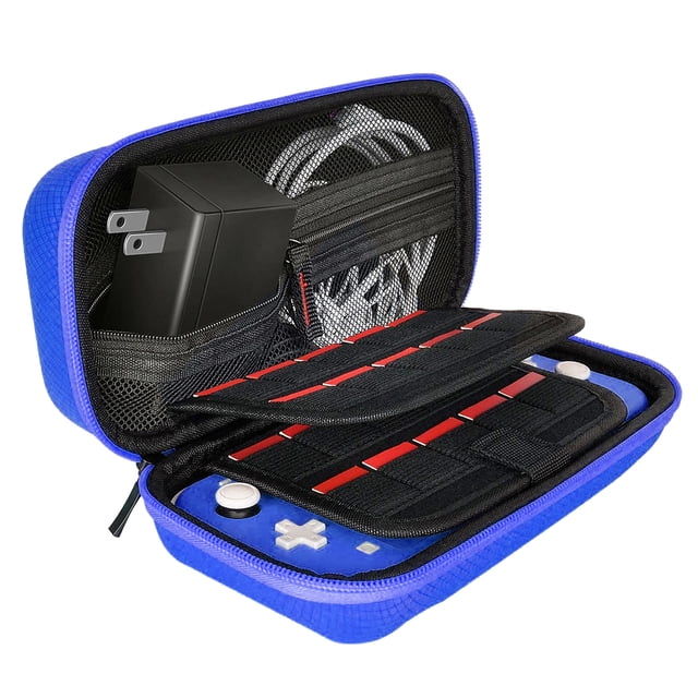 Valise de Protection de Voyage pour Switch Lite en Nylon EVA, Étui Rigide de Transport, Épaissie, Résistante aux Rayures, Double Compartiment, Antipoussière, Bleu, Juste un Sac