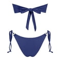 thumbnail image 2 of Swimsuits Women Solid Color Strapless Backless Gathering Separate Bikini Dark Blue Women Bathing Suits M, 2 of 3