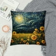thumbnail image 2 of Shangniulu Square Throw Pillow Covers Abstract Painting of Blue Starry Sky and Sunflowers Pillow Cases Decorative for Home Bedroom Sofa Pillowcases Standard Size 18X18 Inch, 2 of 5