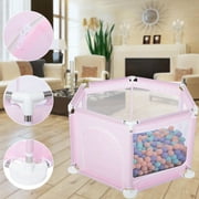 SAYFUT Portable Cartoon Hexagon Baby Playpen Household Indoors or Outdoors Protective Safety Fence Play Yard For Children Baby Kids Pool