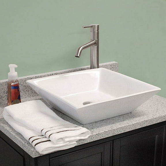 Fontaine  Shallow Square Porcelain Bathroom Vessel Sink
