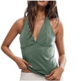 thumbnail image 2 of Heisall Women's Solid Color Sleeveless V-Neck Halter Tank Tops Casual Blouse for All Season Daily Wear, 2 of 8