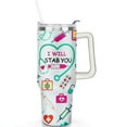 thumbnail image 2 of 40oz Funny Nurse Life Stainless Steel Flip Straw Tumbler Spill Proof Travel Cup Double Wall Vacuum Insulated Coffee Mug with Handle, 2 of 6