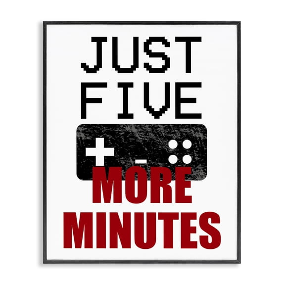 Stupell Industries Contemporary Five More Minutes Gamer Black Framed Giclee Art, 11 x 14, by Kim Allen
