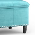 thumbnail image 4 of Emily 39 inch Wide Traditional Rectangle Storage Ottoman in Aqua Velvet Fabric, 4 of 8