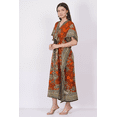 thumbnail image 3 of Women’s Long Polyester Kaftan Maxi Dress Kimono Sleeve Tunic Top Cover Up, One Size Orange, 3 of 5