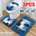thumbnail image 2 of 3PCS Wolf Bathroom Non-Slip Rug Door Carpet Wolf Toilet Lid Cover Mat Flannel Soft Tapis, 2 of 8