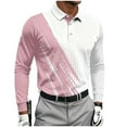 thumbnail image 2 of Fznquz Collared Mens Polo Shirts Pink Cotton Long Sleeve Polos Casual Regular Fit Pullover Big and Tall Men Clothes, 2 of 3