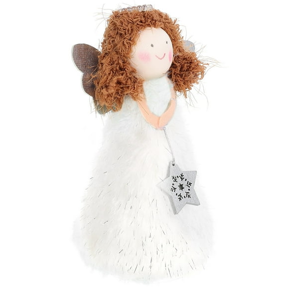 WHAMVOX Christmas Angel Tree Topper for Decoration White PVC Plush Adds Festive Atmosphere 1Pc