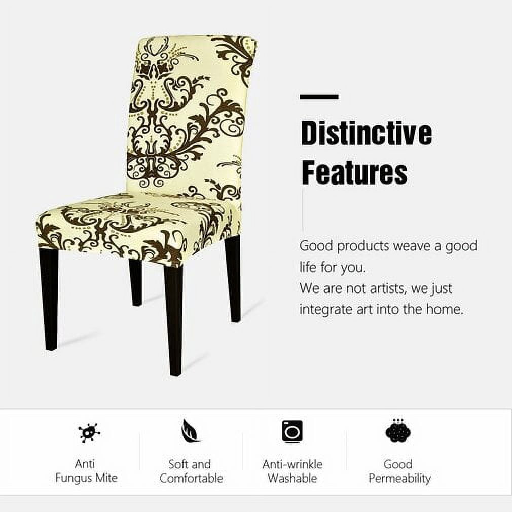 Subrtex Stretch Vector Floral Dining Chair Slipcover (Set of 2, Coffee)