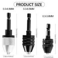 thumbnail image 4 of 3PCS 1/4 Inch Hex Keyless Drill Chuck Quick Change Adapter Converter Impact Drills Bits, Electric Tool Accessories, 4 of 6