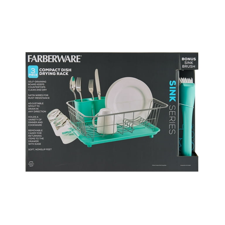 Farberware Easy Storage Slim Dish Rack in Black & Clear