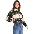 thumbnail image 2 of Love Tree Women's Juniors Cozy Soft Sherpa Printed Cropped Jacket (Hunter Green, Small), 2 of 4