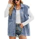thumbnail image 2 of Zontroldy Denim Jean Chaleco para mujer de gran tamaño sin mangas con botones Denim Jean chaleco chaleco chaqueta, 2 of 4