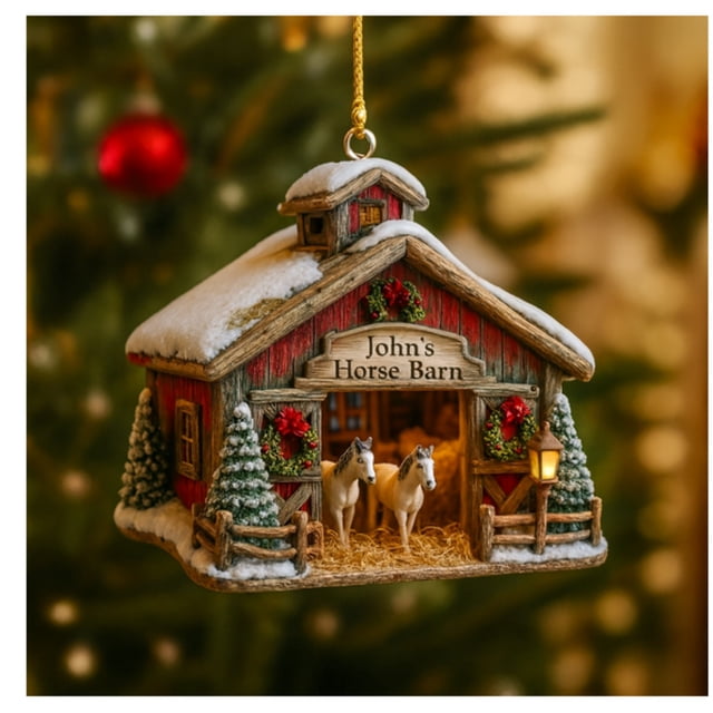 Adorno de madera 2D para Navidad, cumpleaños, regalos para mujeres y hombres. Adornos navideños de granja para árbol de Navidad, decoraciones de inauguración de la casa.