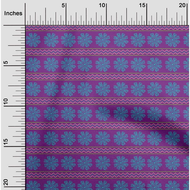 oneOone Viscose Jersey Fabric Floral & Chevron Block Printed Fabric 1 Yard 60 Inch Wide