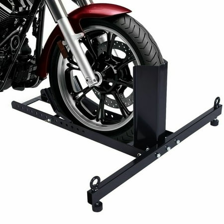 Adjustable Motorcycle Stand Wheel Chock Upright w/ 1800lb Capacity - Black