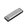 thumbnail image 1 of Harmonica, 10 Hole Harmonica Smooth and Durable with Box Cloth for Beginner for Professional Silver, 1 of 7