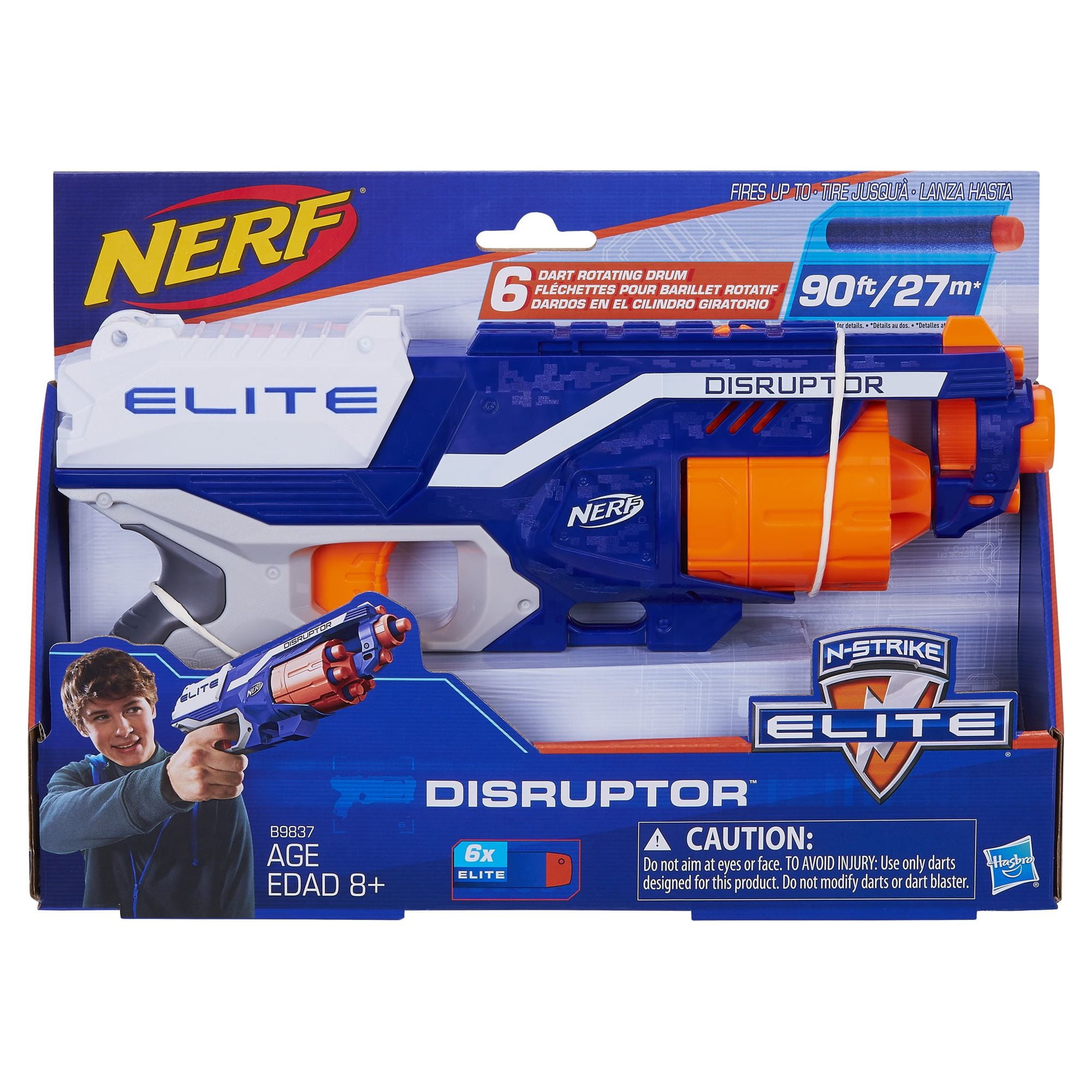 NERF Disruptor Elite Blaster - 6-Dart Rotating Drum, Slam Fire, Includes 6  Official Nerf Elite Darts - for Kids, Teens, Adults