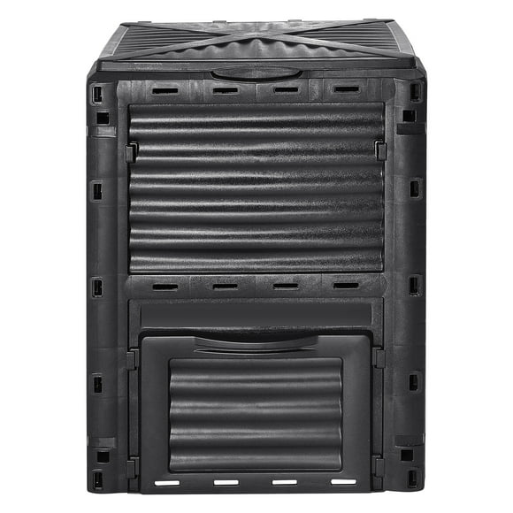 KFFKFF Outdoor Compost Container 80 Gal, Composter Free from BPA, Spacious Garden Composting Bin with Upper Cover and Lower Gate, Simple Assembly, Lightweight, Rapid Soil Fertility Enhancement