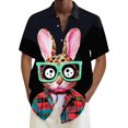 thumbnail image 4 of Mens Easter Day T Shirts Button Down Short Sleeve Fun Tops Bunny Printed Spring Casual Tees, 4 of 4