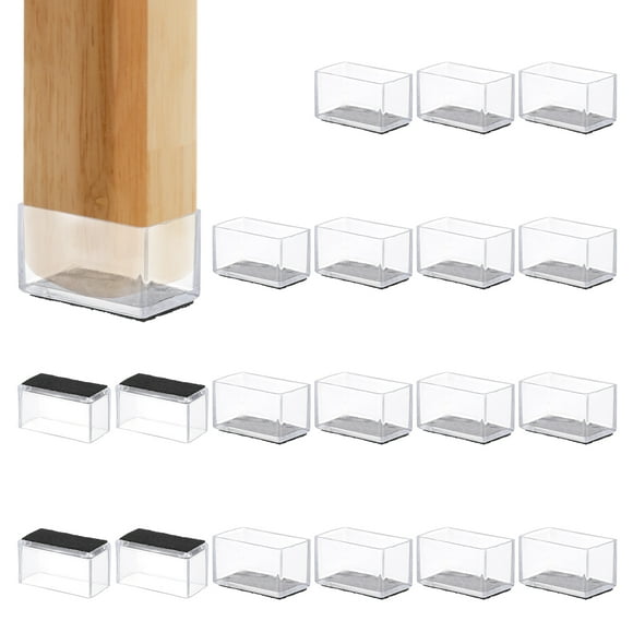 Uxcell Chair Leg Floor Protector, 20 Pcs Rectangle Fit 1.5" x 0.98" Leg Cap, Transparent