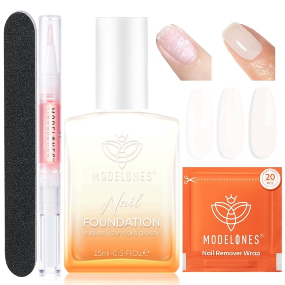 Modelones Nail Strengthener Kits Milky White Nail Polish Remover Pads Cuticle Oil Pen for Nail Hardener for Damaged Nails Growth DIY Nail Manicure Kits 23 Pcs Toenails & Nail Care Kits for Women