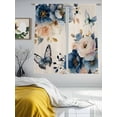 thumbnail image 3 of Vintage Blue Floral Sheer Curtains 72 Inch Length 2 Panels Set Window Treatments, Butterflies Watercolor Flower Linen Rod Pocket Semi Curtains for Living Room/Bedroom/Kitchen Décor, 104"W x 72"L, 3 of 7