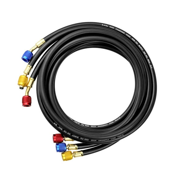 Rubber HVAC Manifolds Gauges Hose, 3Pieces with Brass Fittings for HVAC R502