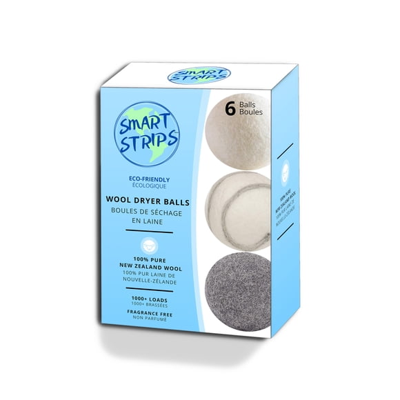 Smart Stripsâ?¢ - Wool Dryer Ball - (6 Pack) - All Natural 100% New Zeland Wool