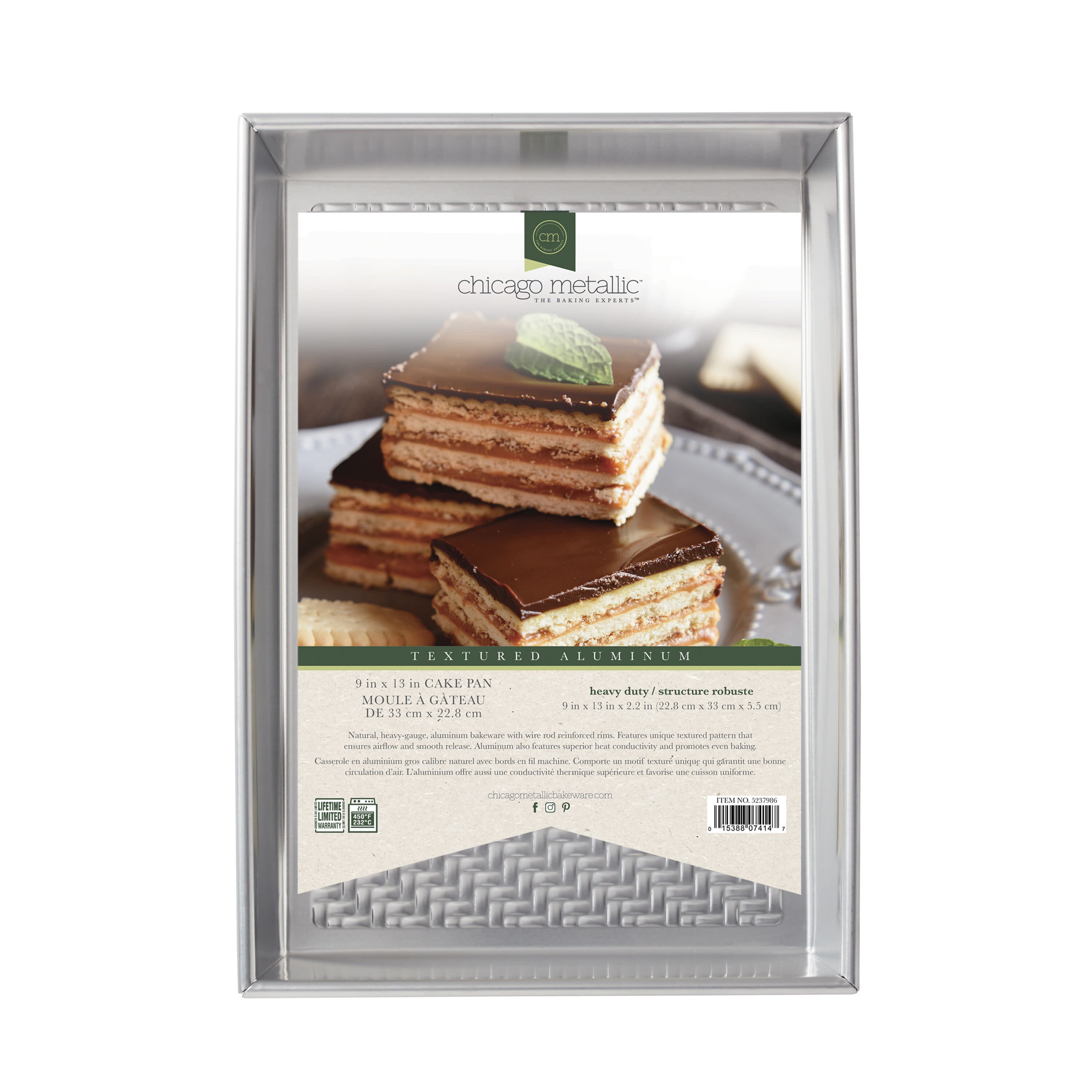 Chicago Metallic Uncoated Textured Aluminum Rectangular Cake Baking Pan, 9-inch by 13-inch, Silver