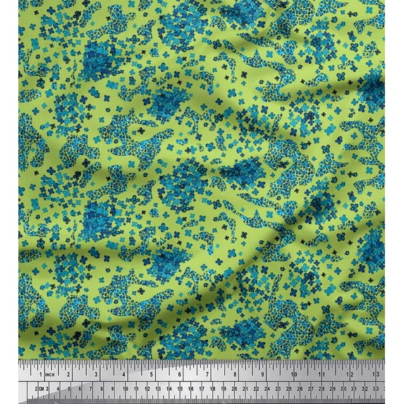 Soimoi Cotton Cambric Fabric Floral & Leopard Animal Skin Printed Craft Fabric by The Yard 56 Inch Wide
