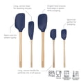 thumbnail image 5 of Tovolo Silicone Spatula with Wooden Handle Set of 5 Piece Silicone Kitchen Utensil Set Spoonula Jar Scraper Mini Spatula and Spoonula for Cooking Baking Mixing Folding Deep Indigo, 5 of 6