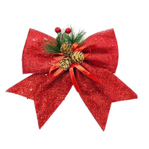 Allgala Christmas Decorative Bows for Wreath Garland Treetopper Christmas Tree (05" Med Red 4-PK)-XBW93024