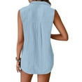 thumbnail image 3 of Umfun Summer Womens Tank Tops V Neck Casual Flowy Sleeveless Shirts for Women Bottoming Slim Short Tops Sky Blue XXL, 3 of 6