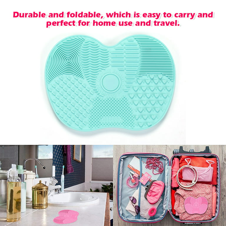 Brush Cleaning Mat, Silicone Makeup Cleaning Brush Scrubber Mat Portable  Washing Tool Cosmetic Brush Cleaner with Suction Cup for Valentines Day