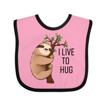 Inktastic I Live to Hug Cute Sloth on a Branch Boys or Girls Baby Bib