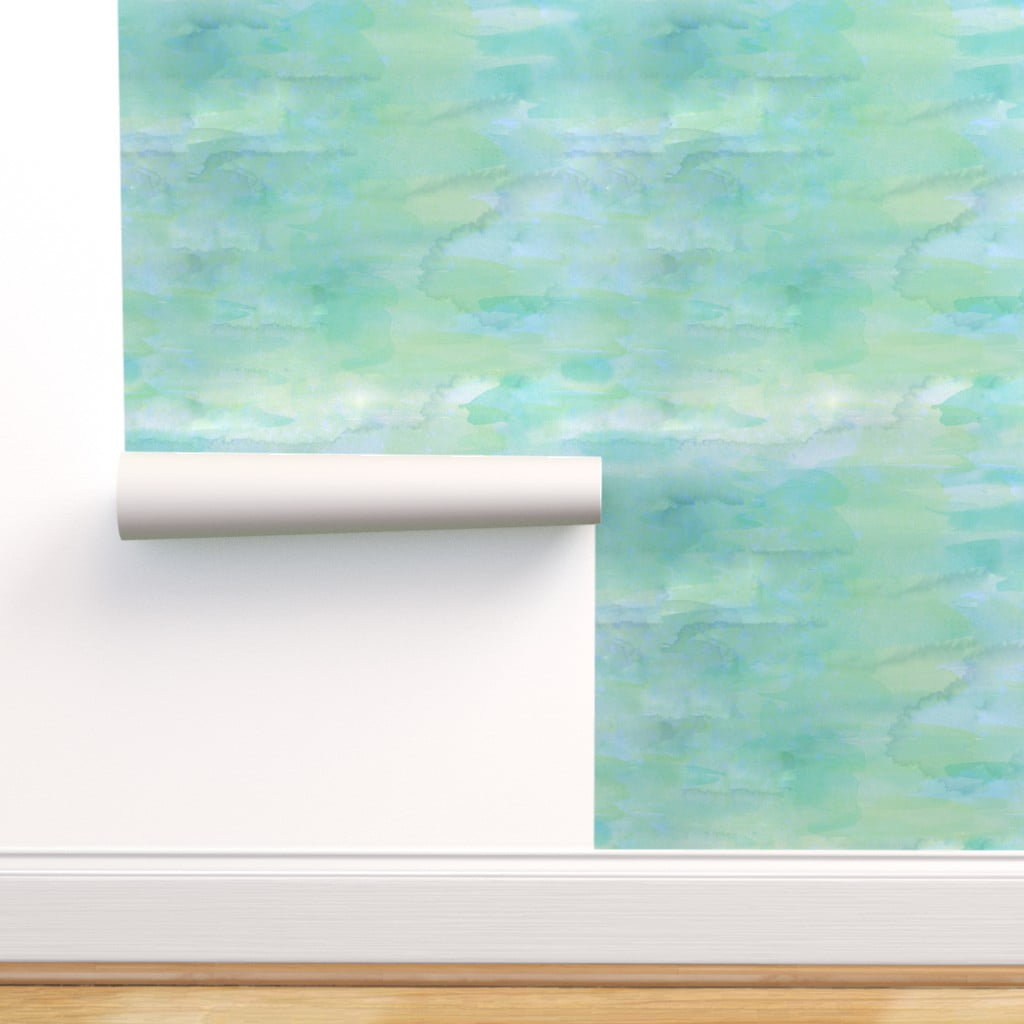 Removable wallpaper Self Adhesive Green watercolor paint abstract wallpaper Peel & Stick Green