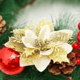 thumbnail image 3 of 6 Pcs Christmas Artificial Gold Poinsettia Flowers, Glitter Flowers Decorations for Xmas Christmas Tree Ornaments and Wreath Decorations - 6.3/4.33 inches, 3 of 8
