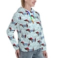 thumbnail image 6 of Balery Dachshund Dog Puppy Pattern Womens Long Sleeve Hoodie, Pullover Hooded Sweatshirt, Kangaroo Pocket Hoodie with Eye-catching Drawstrings-Large, 6 of 7