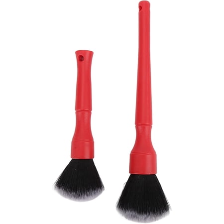 2pcs Soft Car Detailing Brush Set Multi Purpose Automotive Cleaning Brush Universal for Auto(Red)