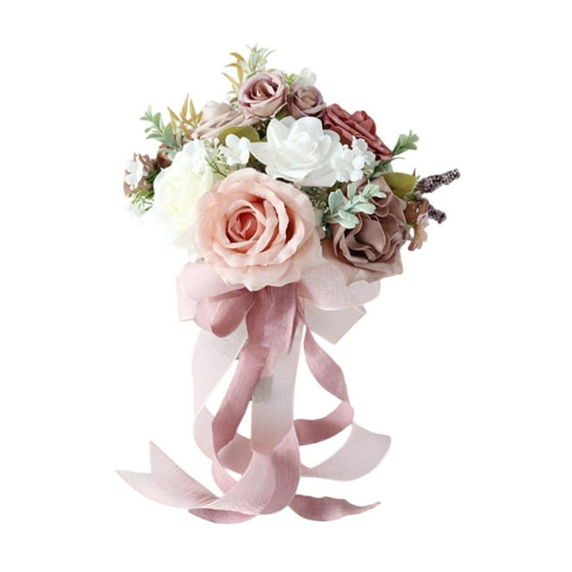 Ramo de novia para boda, flor de mano para novia, elegante accesorio romántico para fotos, adorno Rosa oscuro